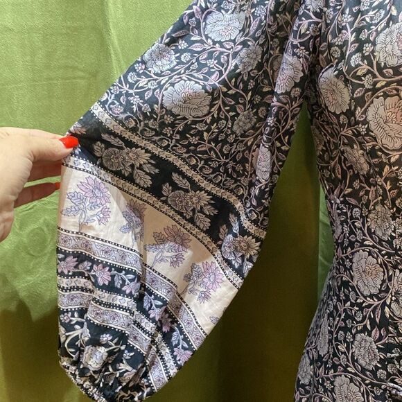 Zimmermann Purple and Pink Fit and Flare Dress with Bishop Sleeves, US4 - Picture 4 of 9